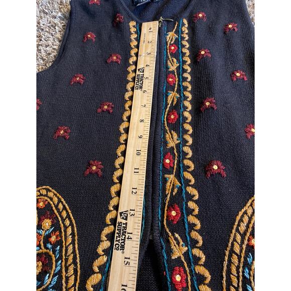 CAROLE LITTLE KNIT BOHO COTTAGECORE TOP SMALL VINTAGE Embroidered - Picture 7 of 7